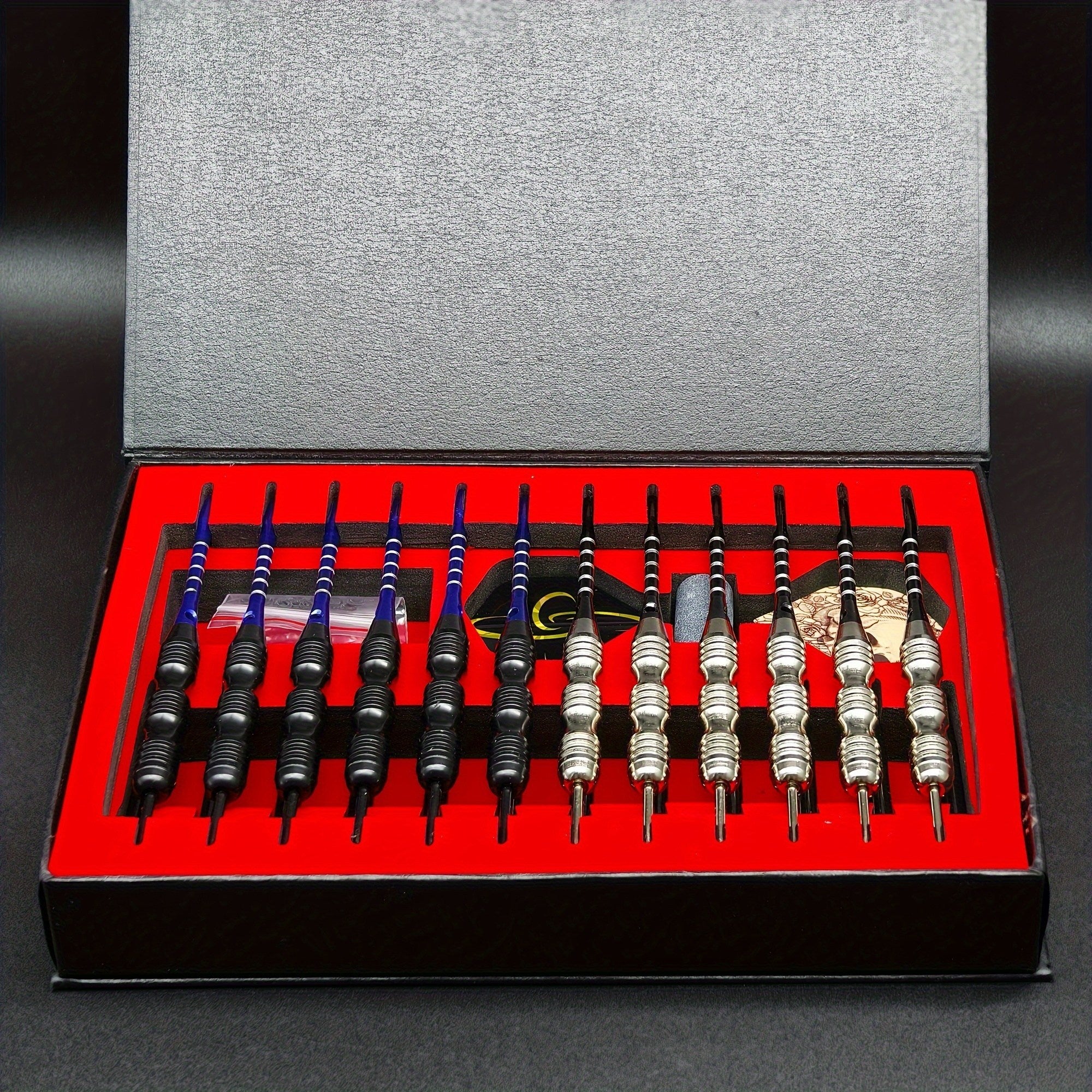 Steel Tip Darts Gift Set with Dart Flights Aluminum Alloy Shaft Skull Wings Indoor Outdoor Bar Club Game Competition Gift Box 6 or 12 Pack