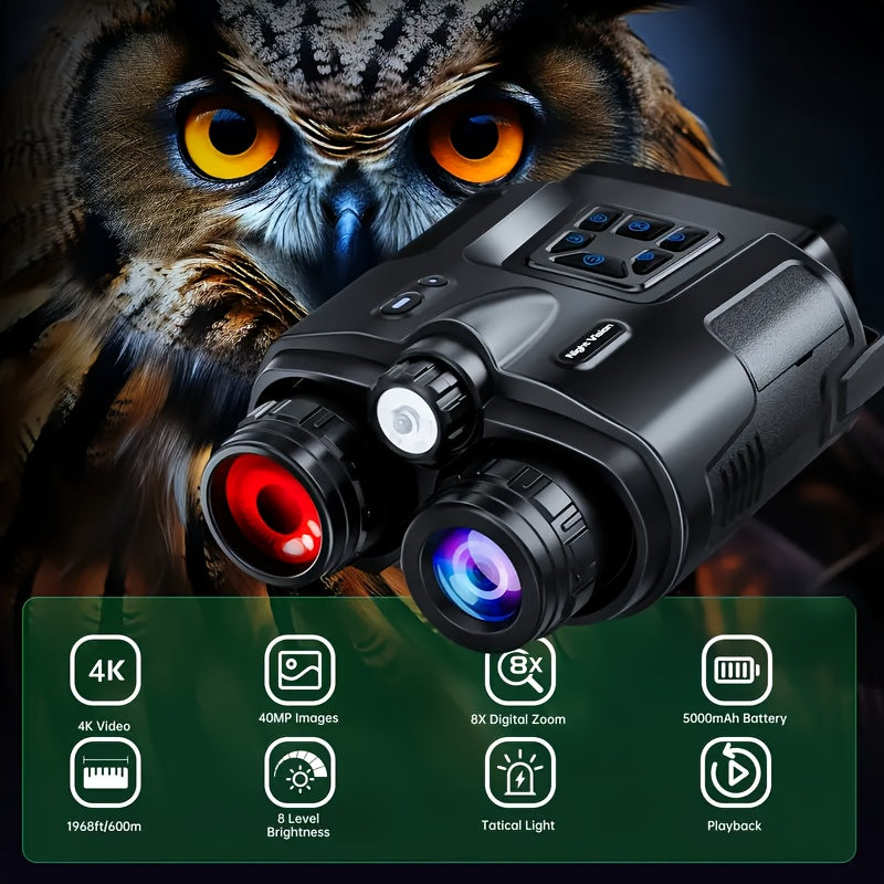 4K Night Vision Goggles for Adults – 64GB Memory Card, 3.2" Screen, 8X Digital Zoom for Hunting, Camping, Security & Outdoor Night Vision Binoculars