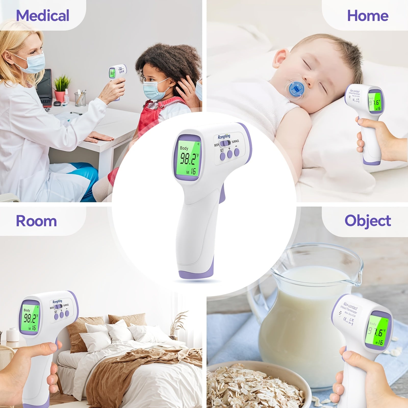 No-Touch Forehead Thermometer for Adults & Kids – Infrared Digital Thermometer with Fever Alarm, 3-Color Backlit, 28 Memory Recall, Fast 1-Second Reading, Baby & Family Home Use