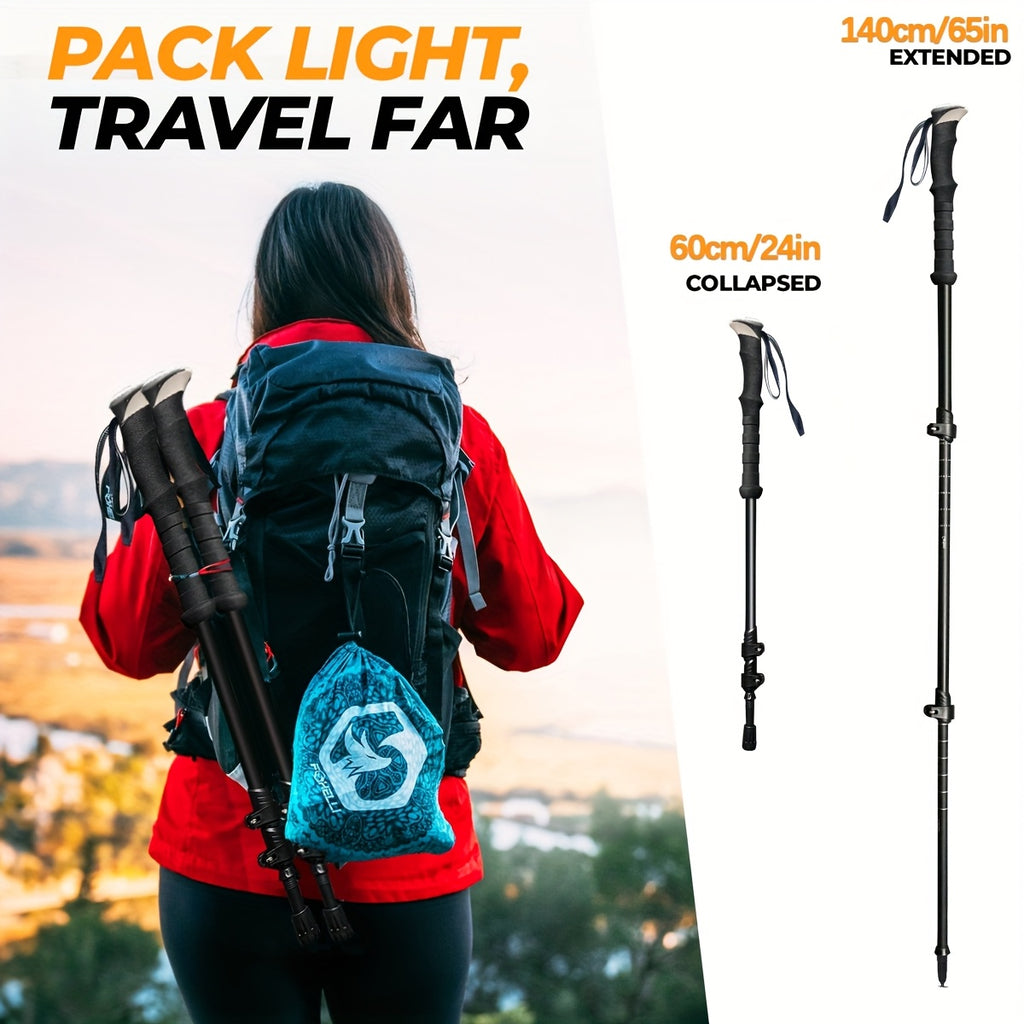 Trekking Poles 2 Pack Aluminum Alloy Collapsible Hiking Poles with Quick Lock Lightweight Walking Sticks for Men Women
