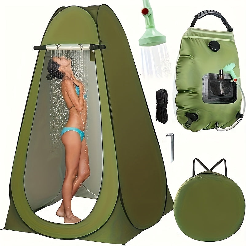 2-Pack Pop-Up Privacy Shower Tent with 5-Gallon Solar Shower Bag – Portable Camping Shower Set, Waterproof Instant Setup for Hiking, Fishing, Beach & Outdoor Use