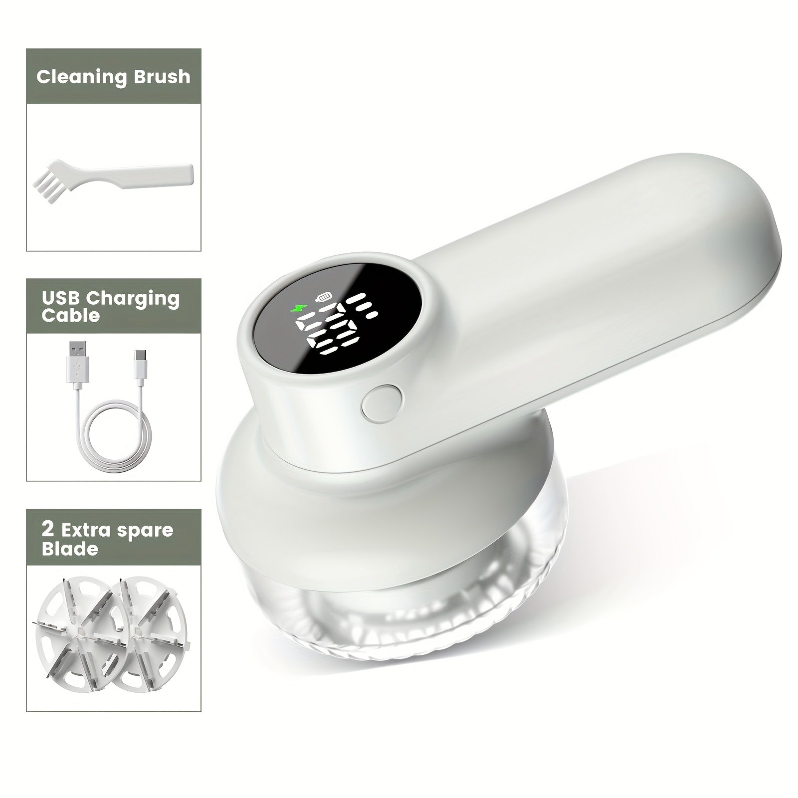 Rechargeable Electric Fabric Shaver & Lint Remover - 6-Blade Defuzzer, Digital Display, 3-Speed Control, Safety Lock for Clothes, Sweaters, Furniture & Sofa