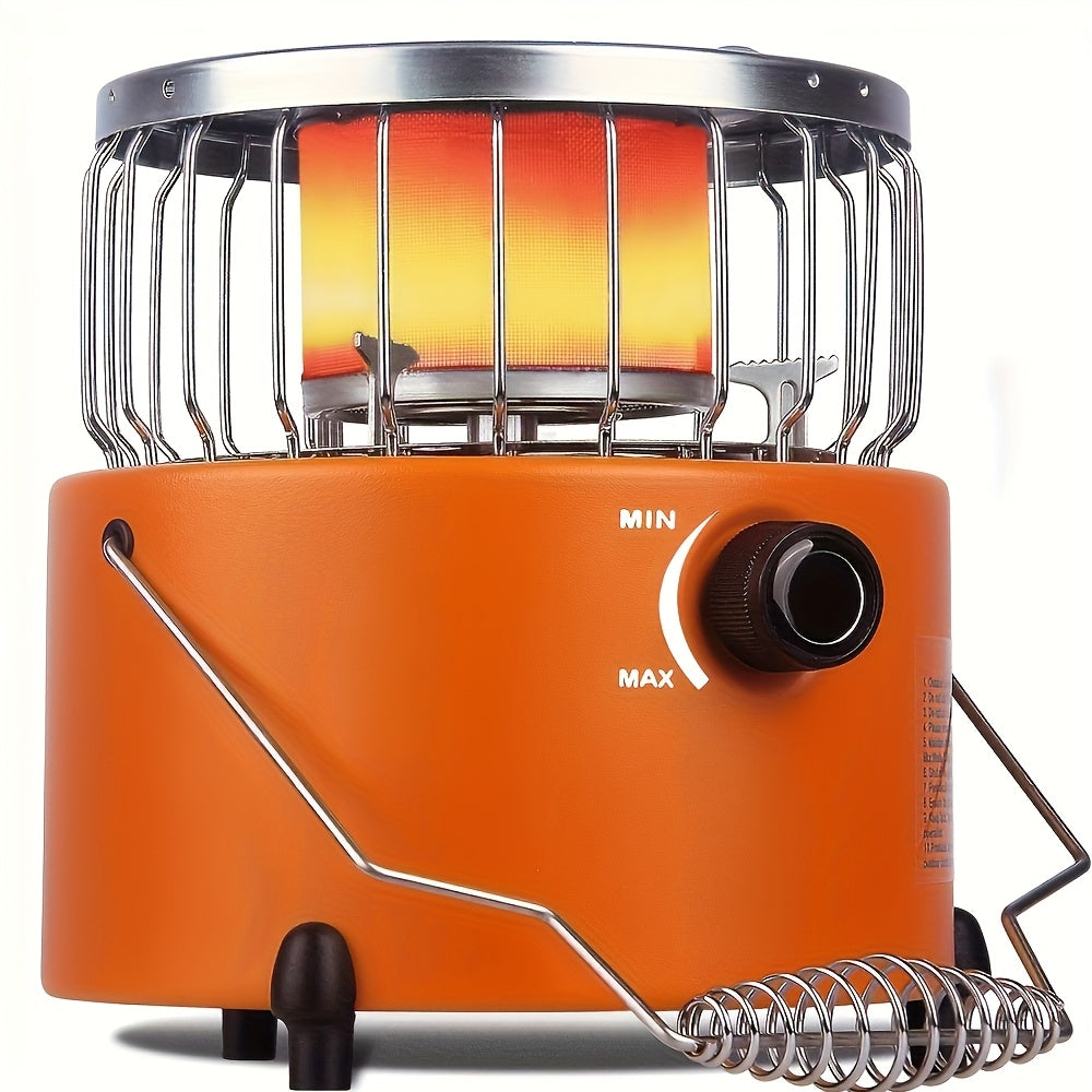 9000 BTU Propane Camping Stove Heater 2-in-1 Portable Indoor Outdoor Gas Stove Adjustable Flame Piezoelectric Ignition Emergency Preparedness Stainless Steel