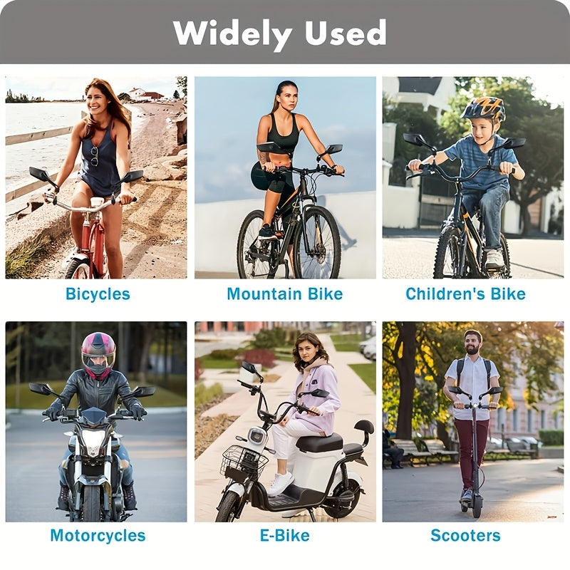 Bike Mirrors 2-Pack HD Rearview – 360° Adjustable & Foldable Handlebar Mirrors for Bicycle, Ebike, Motorcycle & Scooter | Scratch-Resistant HD Glass, High-Speed Stable, Easy Install