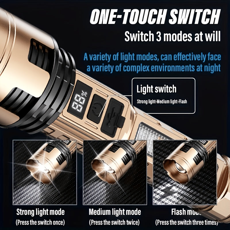 LED Flashlight Set 2 Pack Rechargeable – 3200 Lumens, 7 Modes, Zoomable Tactical Torch, USB-C, 900M Beam, for Camping, Hiking, Emergency & Survival, Carry Case Included