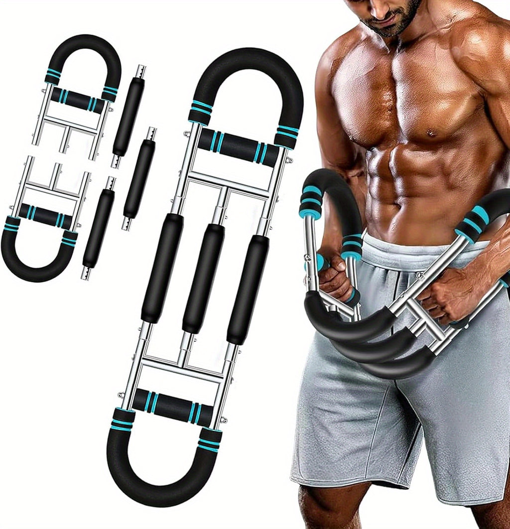 Arm Training Spring Exercise Bar 3-Speed Adjustable Resistance – Forearm Triceps Chest Exerciser Detachable Portable Home Gym Fitness Equipment – Upper Body Strength Trainer for Men & Women