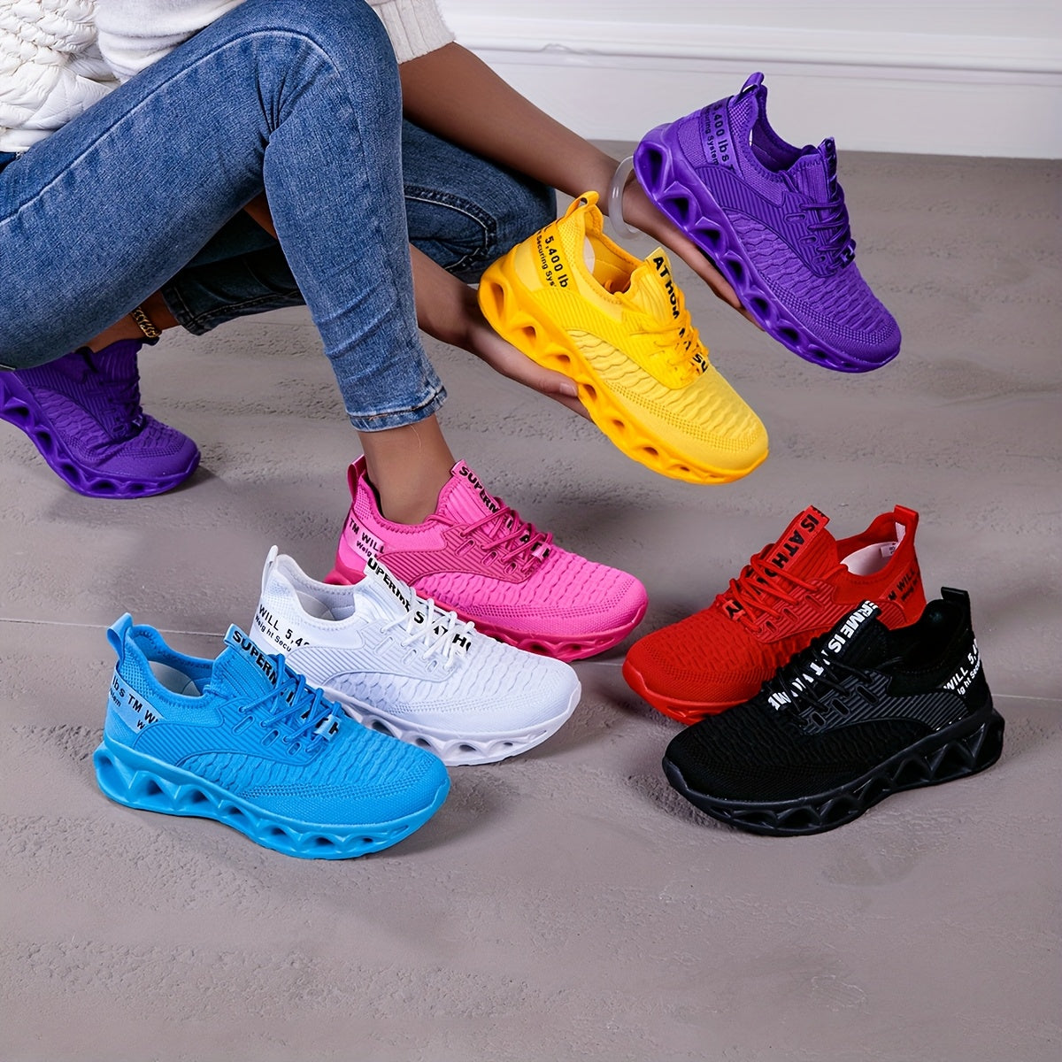 Women's Breathable Running Sneakers Non-Slip Blade Sole – Lightweight Cushioned Gym Walking Work Outdoor Training Shoes for Women US Size 6.5-12.5 – 7 Colors