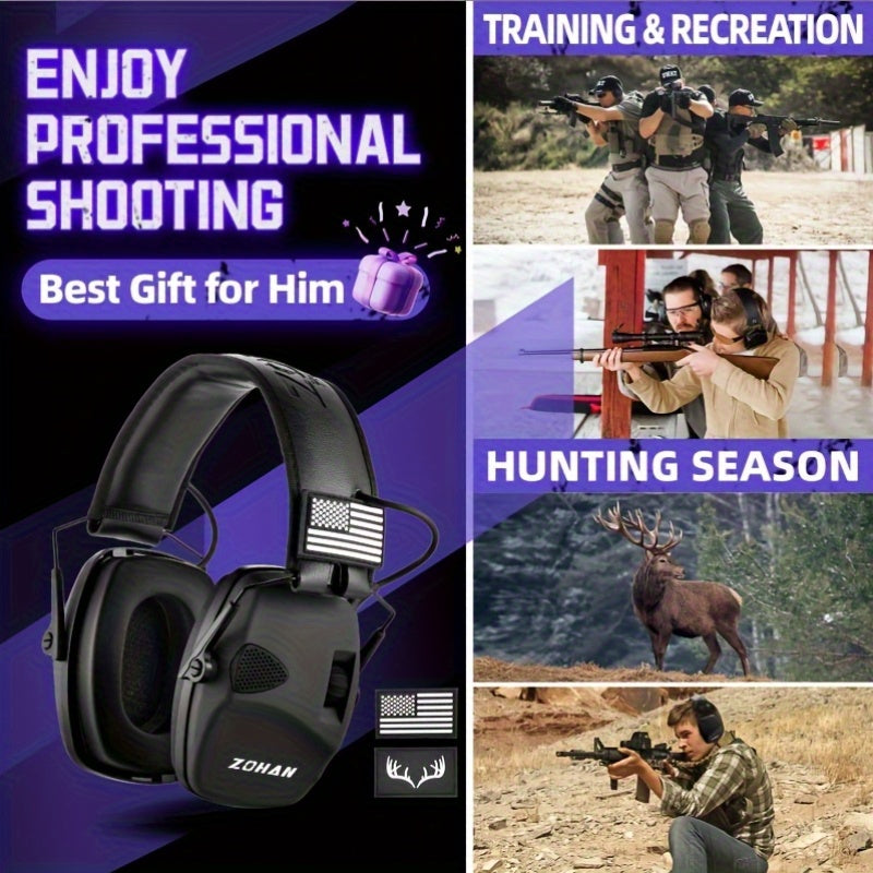 ZOHAN Electronic Shooting Earmuffs NRR 23dB – Noise Cancelling Ear Protection with Sound Amplification for Hunting, Range Shooting, Mowing & Industrial Use, Adjustable Fit, 7 Colors