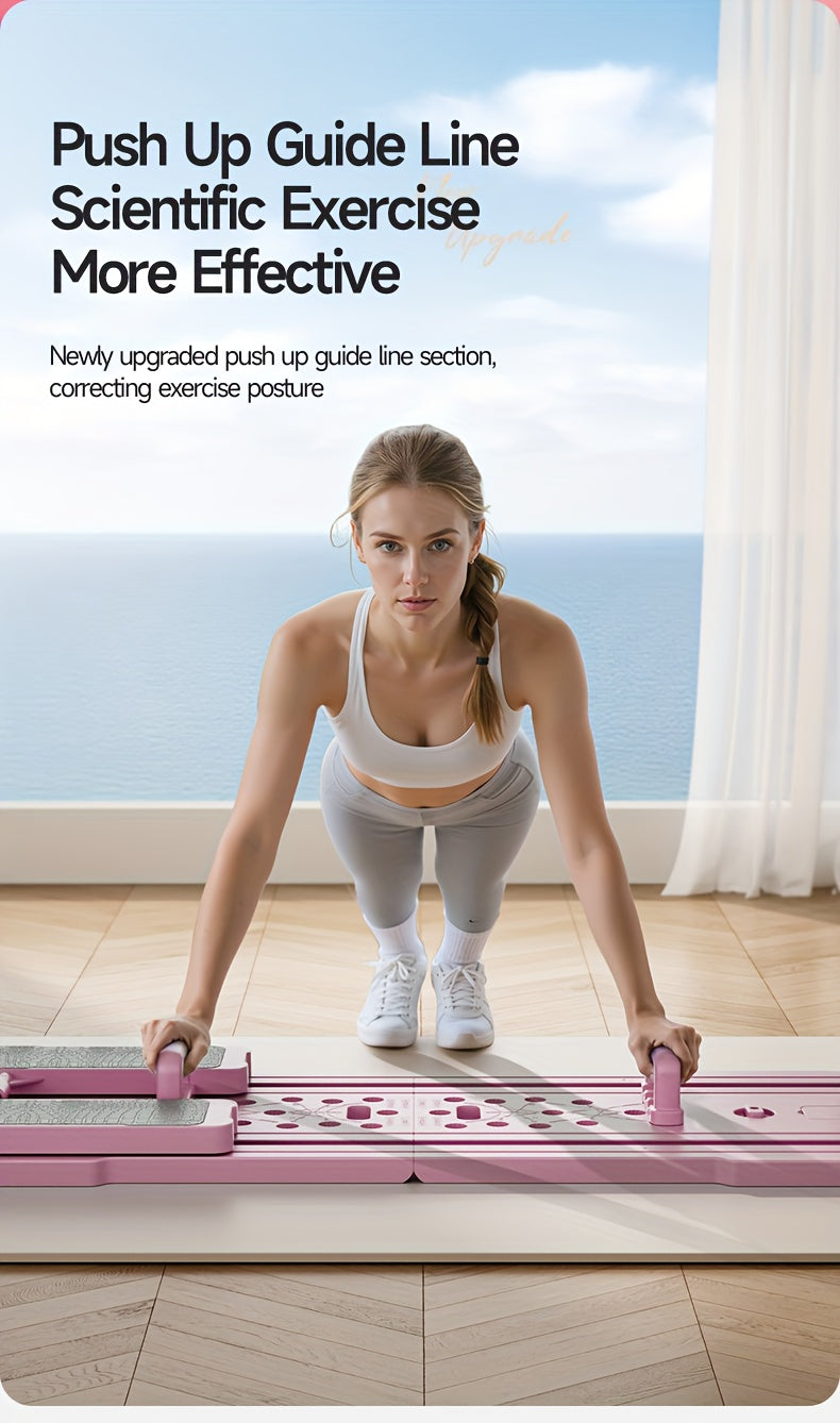 9-in-1 Portable Pilates Reformer Board – Multifunctional Ab Wheel Push-Up Exercise Equipment for Home Gym Full Body Core Training Muscle Toning, Gift for Her Him