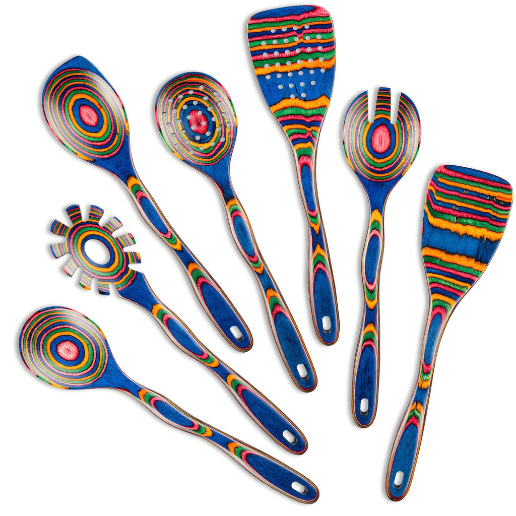 Spurtle Set Wooden Kitchen Utensils – Pakkawood Cooking Utensils Set with Wood Serving Spatula Spoon for Cooking Stirring Serving – Kitchen Gift for Women & Men