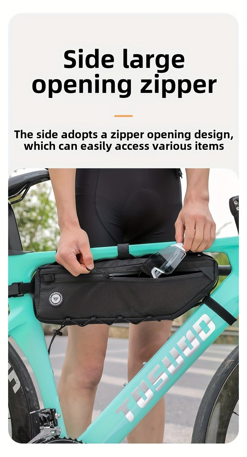 Bike Frame Bag Large Capacity Waterproof Bicycle Triangle Bag for Road Mountain Gravel Bike – Down Tube Front Beam Cycling Storage with Zipper