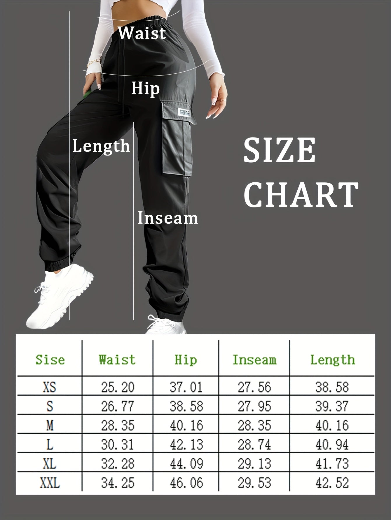Women's Cargo Pants with Zippered Pockets – Elastic Drawstring Waistband, Large Pocket Casual Outdoor Trousers for Hiking, Travel & Everyday Wear, XS-XXL