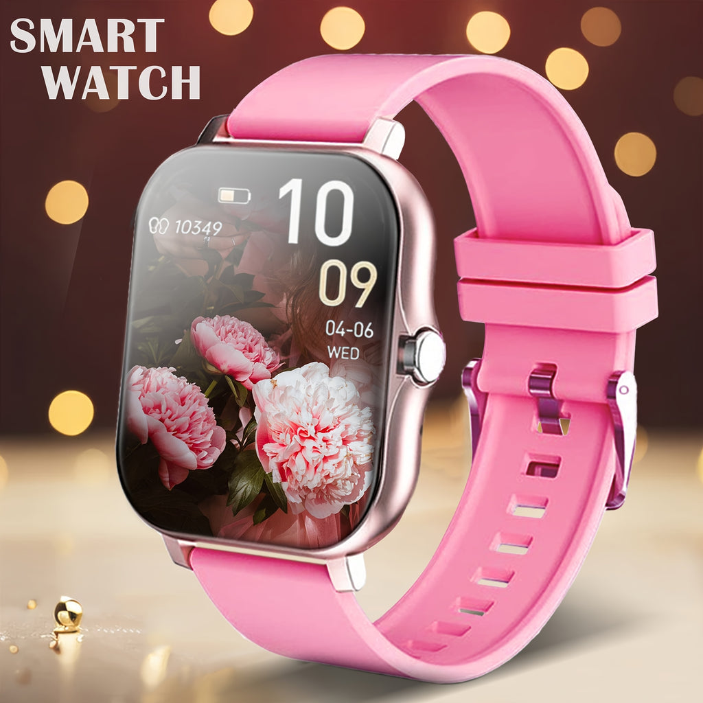 Smart Watch for iPhone & Android with Wireless Calls – HD 1.52" Full Touch Screen Fitness Tracker, Music Control, Message Alerts, Luminous Display, Silver Black Gold Pink, Single & Dual Strap
