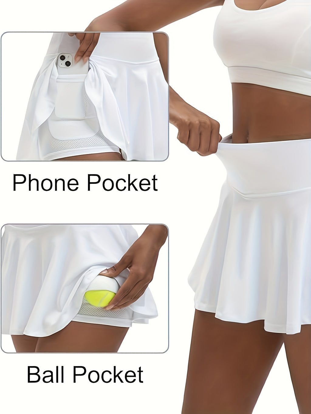 Women's High Waist Tennis Skort with Built-In Shorts & Pockets – Pleated Quick-Dry Athletic Skirt for Gym, Pickleball & Golf, Sizes S-XXL, 3 Colors