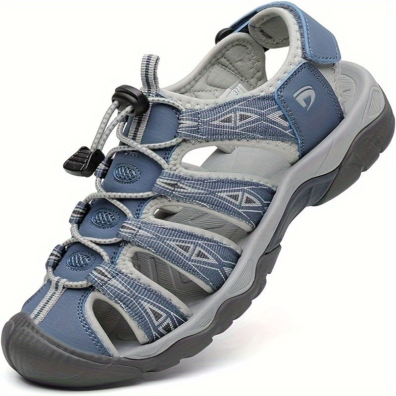 Women's Closed Toe Hiking Sandals - Breathable Sport Water Shoes with Hook & Loop Closure, Rubber Grip Sole, Outdoor Trail Walking Sandals in Pink Black Grey Blue US 6-11