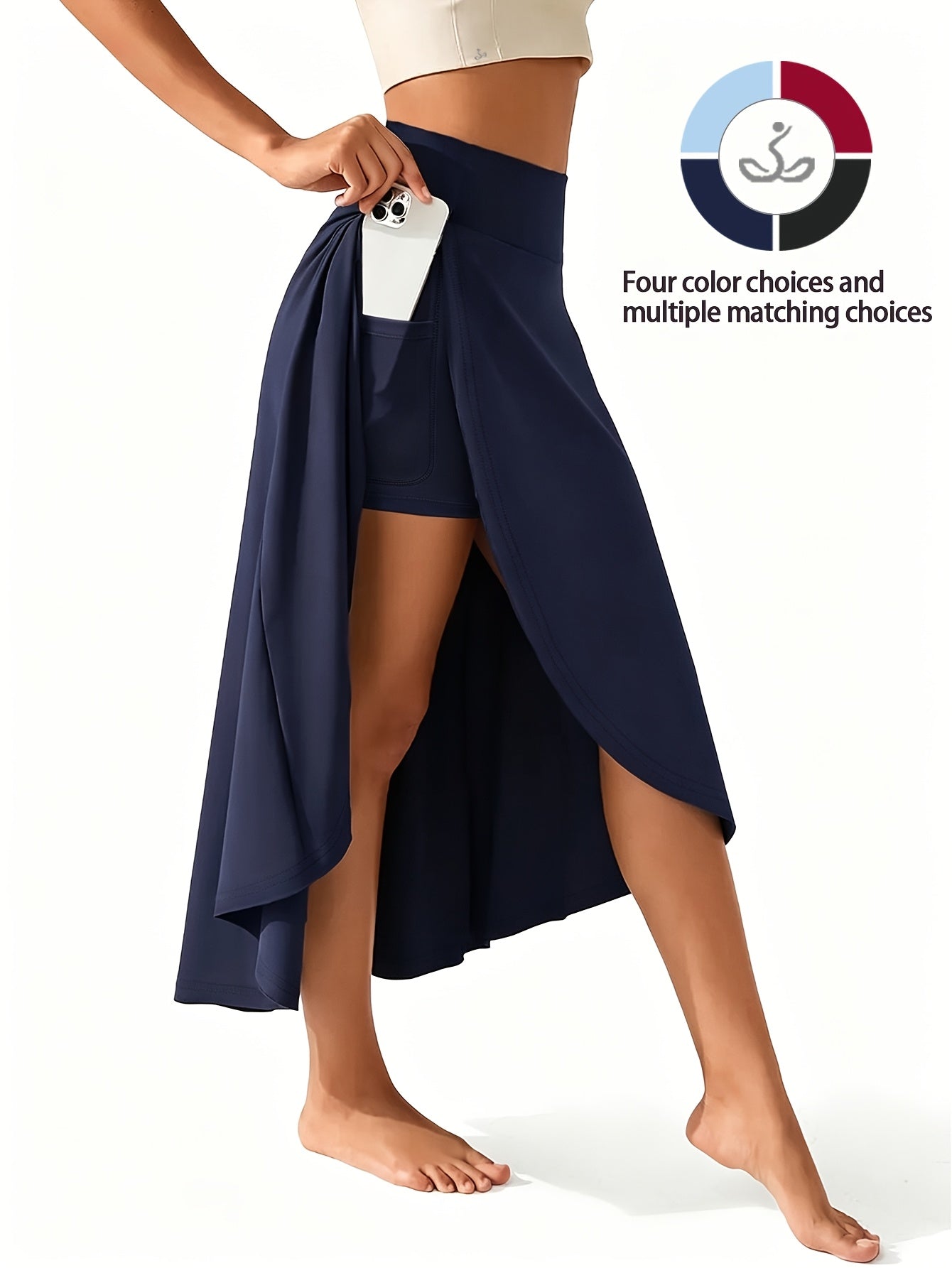 Women's High Waist Skort with Inner Shorts & Pockets – 2-in-1 Lightweight Stretchy Activewear Skirt for Sports, Gym, Workout & Casual Wear, Machine Washable, XS-XXL