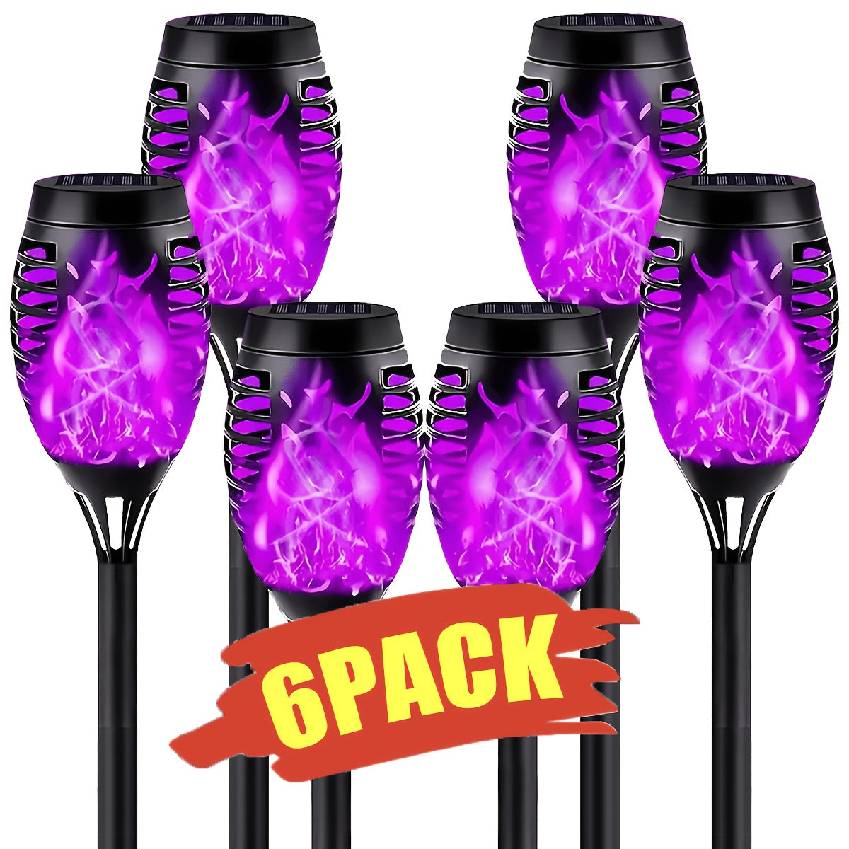 Solar Flame Torch Lights Outdoor - Flickering Flame Effect, IP65 Waterproof, Auto Dusk-to-Dawn, 750mAh Solar Powered Garden Stake Lights for Yard, Lawn, Patio & Pathway - 4/8/12 Pack