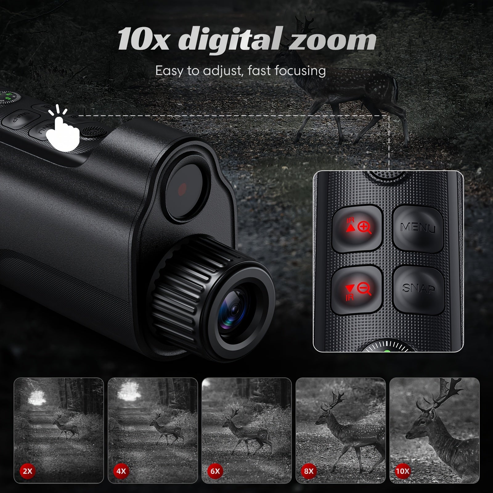 Night Vision Goggles 1080P Monocular 5W Infrared 10x Digital Zoom 2600ft Range 2700mAh Battery 2 inch HD Display for Hunting Camping Wildlife