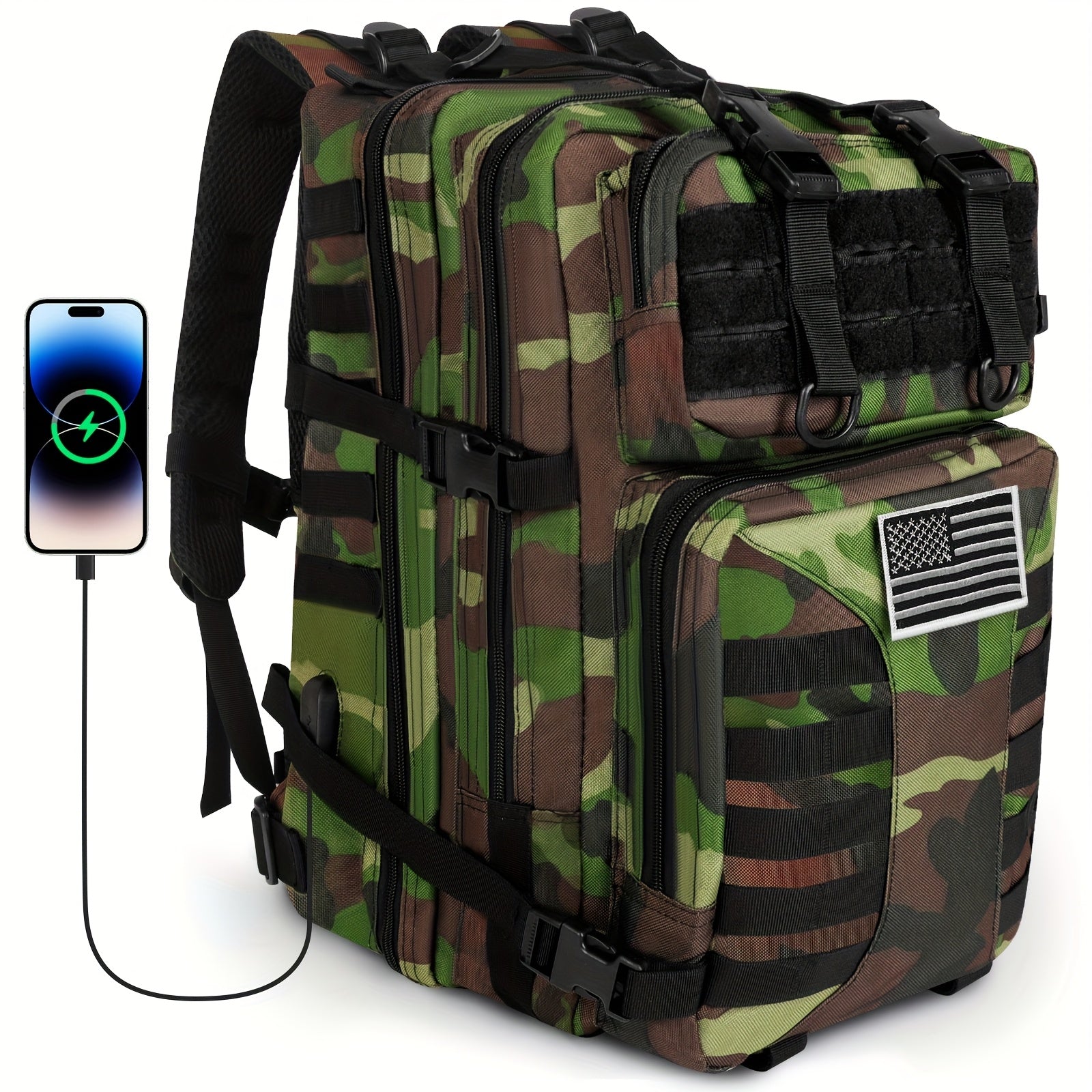 Tactical Backpack 50L (13.21 Gal) – High Capacity Unisex Military Bag for Camping, Hiking, Hunting, Fishing & Travel, Multiple Color Options with Optional Storage Bag