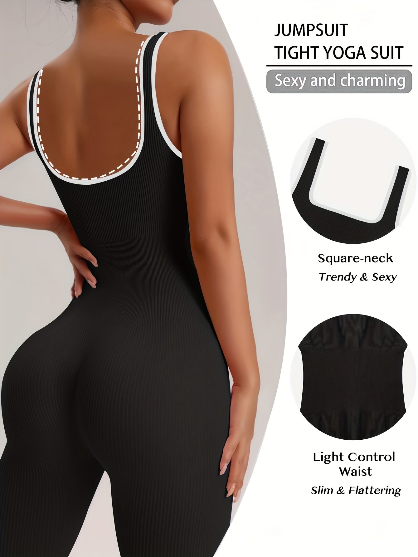 Women's Sleeveless Jumpsuit Yoga Pilates Running Fitness Activewear – 90% Nylon Stretch Fabric, Square Collar, S-XL, Multiple Colors