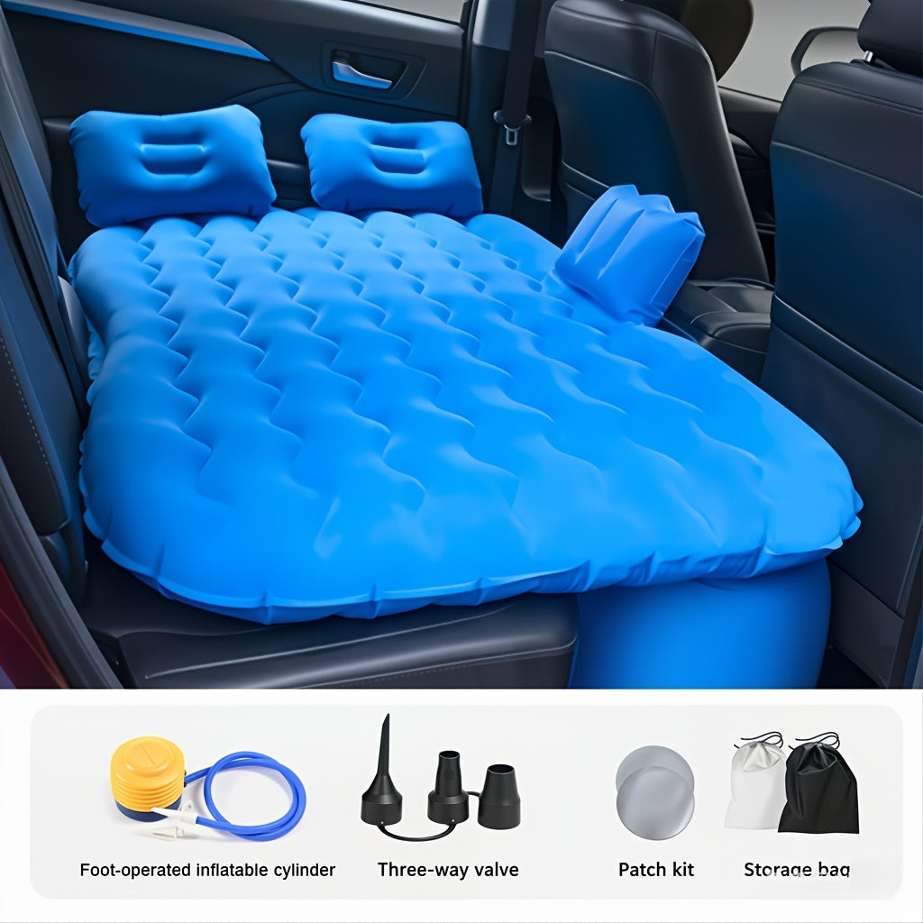 SUV Air Mattress Inflatable Car Bed Portable Camping Travel Flocked Blow Up Mattress for SUV Trunk with Storage Bag Repair Kit Blue Black Beige Gray