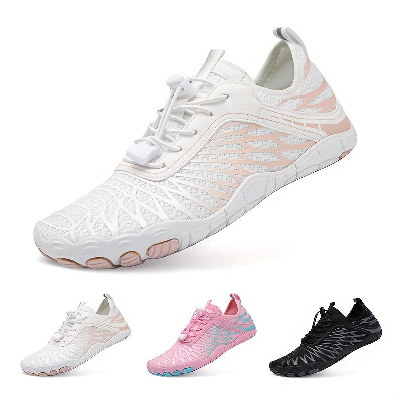 Women's Trail Running Barefoot Shoes Wide Toe Box Non-Slip – Healthy Minimalist Sneakers for Hiking Outdoor Walking – Lightweight Breathable Barefoot Footwear White Black Pink US Size 6–11