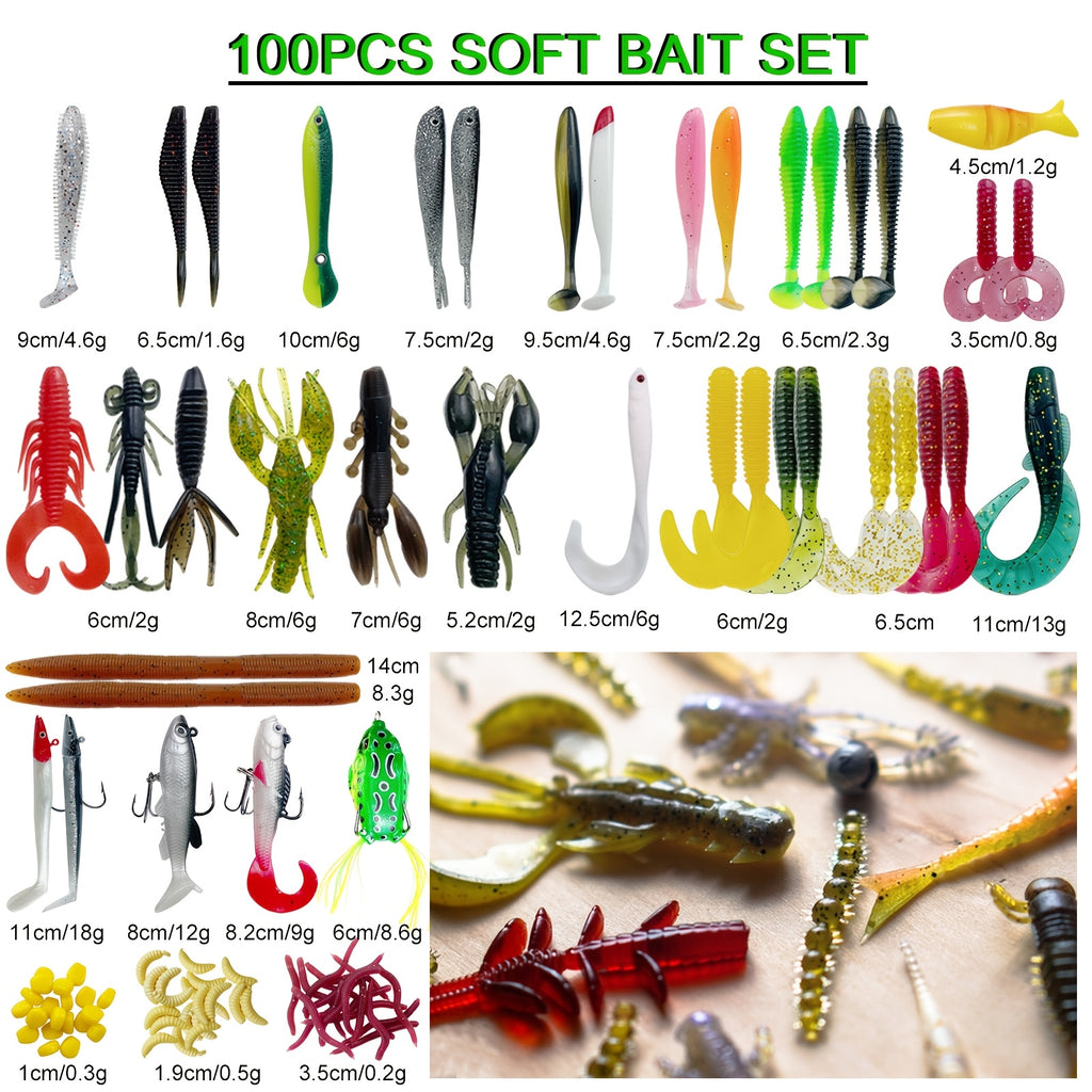 346pcs Fishing Lures Kit Complete Tackle Box Set – Crankbaits, Minnow, Spinnerbaits, Jigs, Hooks, Soft Baits, Weights & Topwater Lures for Freshwater & Saltwater