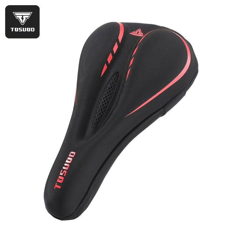 Padded Bike Seat Cover Sponge Cushion – Breathable Perforated Saddle Cover for Road & Mountain Bicycle, Easy Slip-On Comfort Cycling Accessory (Black, Red, Blue, Grey, Pink)