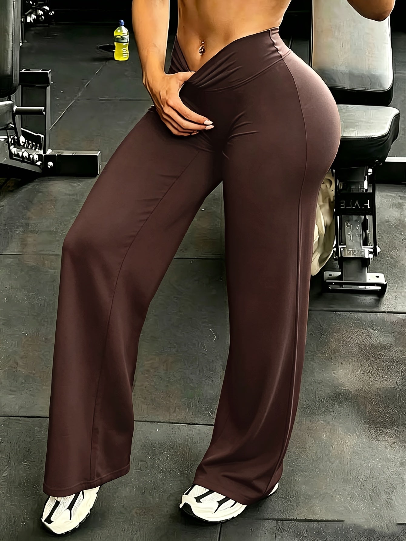 Women's High Waist Wide Leg Pants Quick-Dry Loose Fit Casual Sports Trousers with Elastic Waistband – Lightweight Straight Leg Pants for Women Spring Summer – Brown Grey Black S M L XL