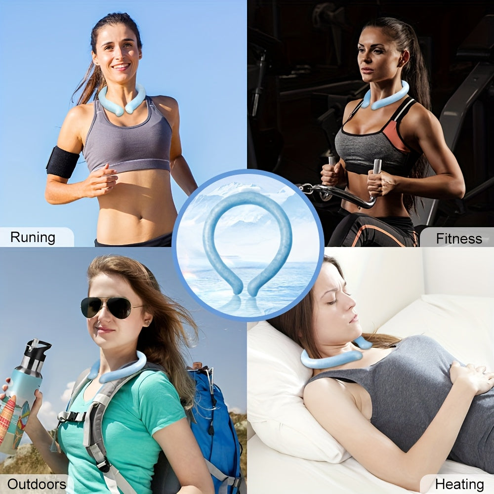 Neck Cooler Ice Ring 3 Pack Wearable Cooling Tube Gel Wrap for Hot Weather Summer Heat Outdoor Workers Sports Hot Flashes Fever Freezes at 28°C Blue White Pink Green