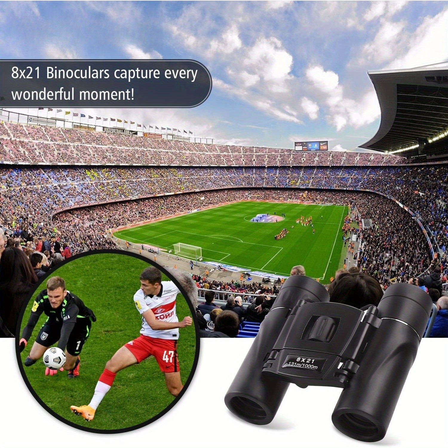 8x21 Mini Pocket Binoculars Compact Lightweight with Fully Coated Lens – Folding Binoculars for Hiking Bird Watching Travel Concert Theater Opera & Outdoor Adventures