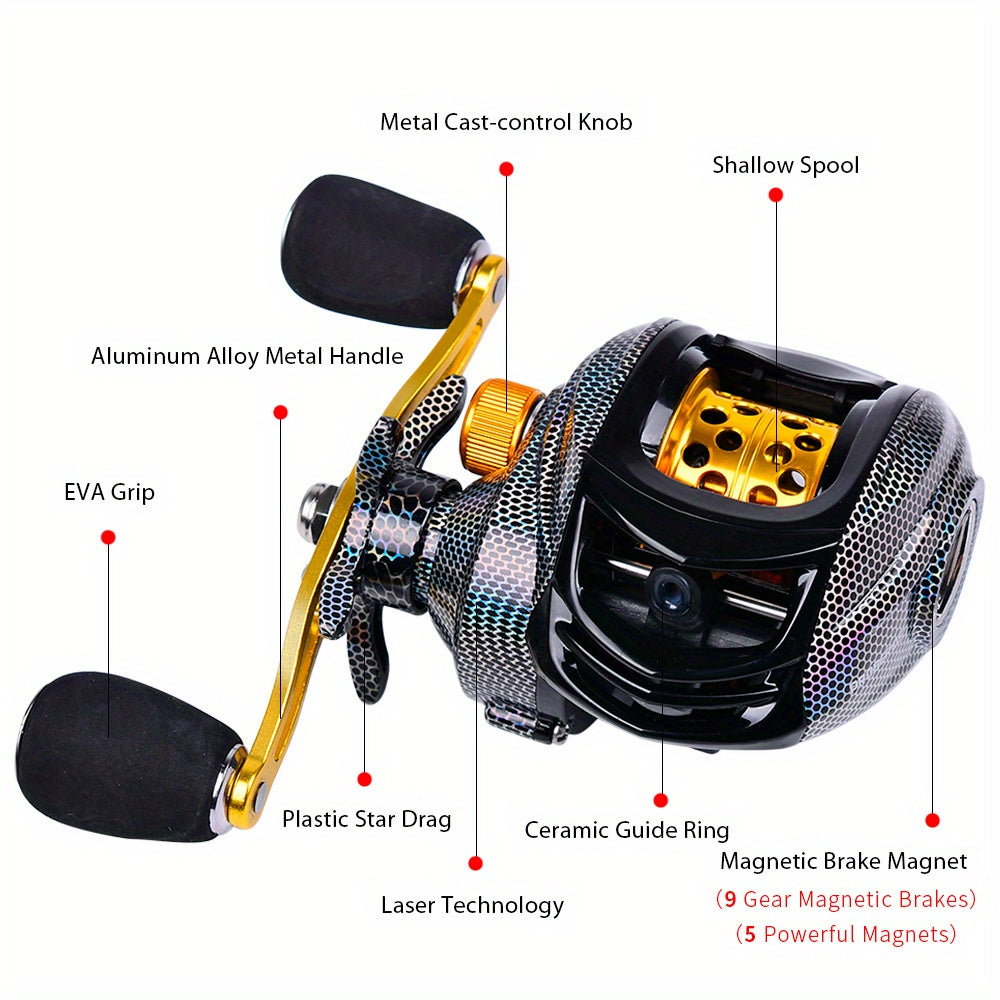 Ambidextrous Baitcasting Fishing Reel Left Right Hand – Aluminum Alloy High-Performance Bearings for Freshwater Saltwater Bass Fishing Men Women