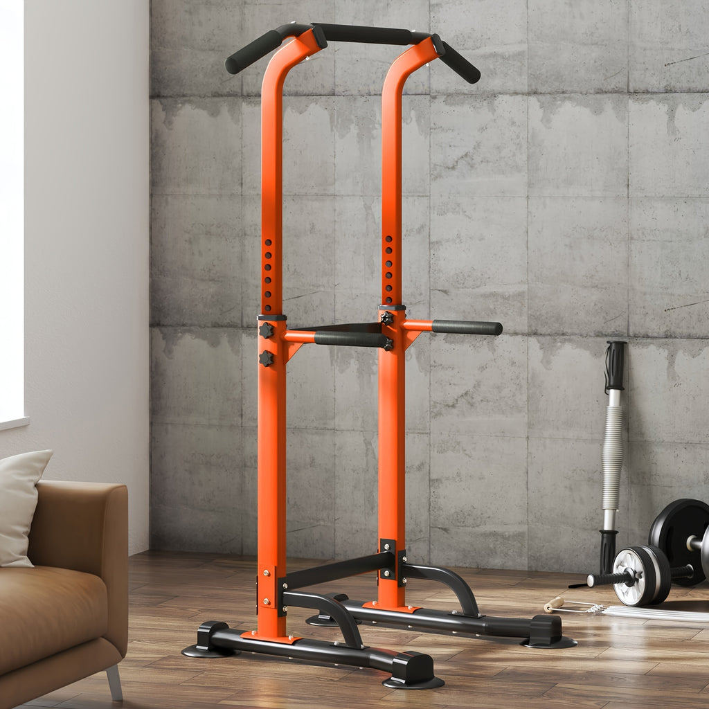 Power Tower Dip Station with Adjustable Pull-Up Bar – 330 lb Capacity Home Gym Strength Training Equipment for Pull-Ups, Dips, Knee Raises & Full Body Workout