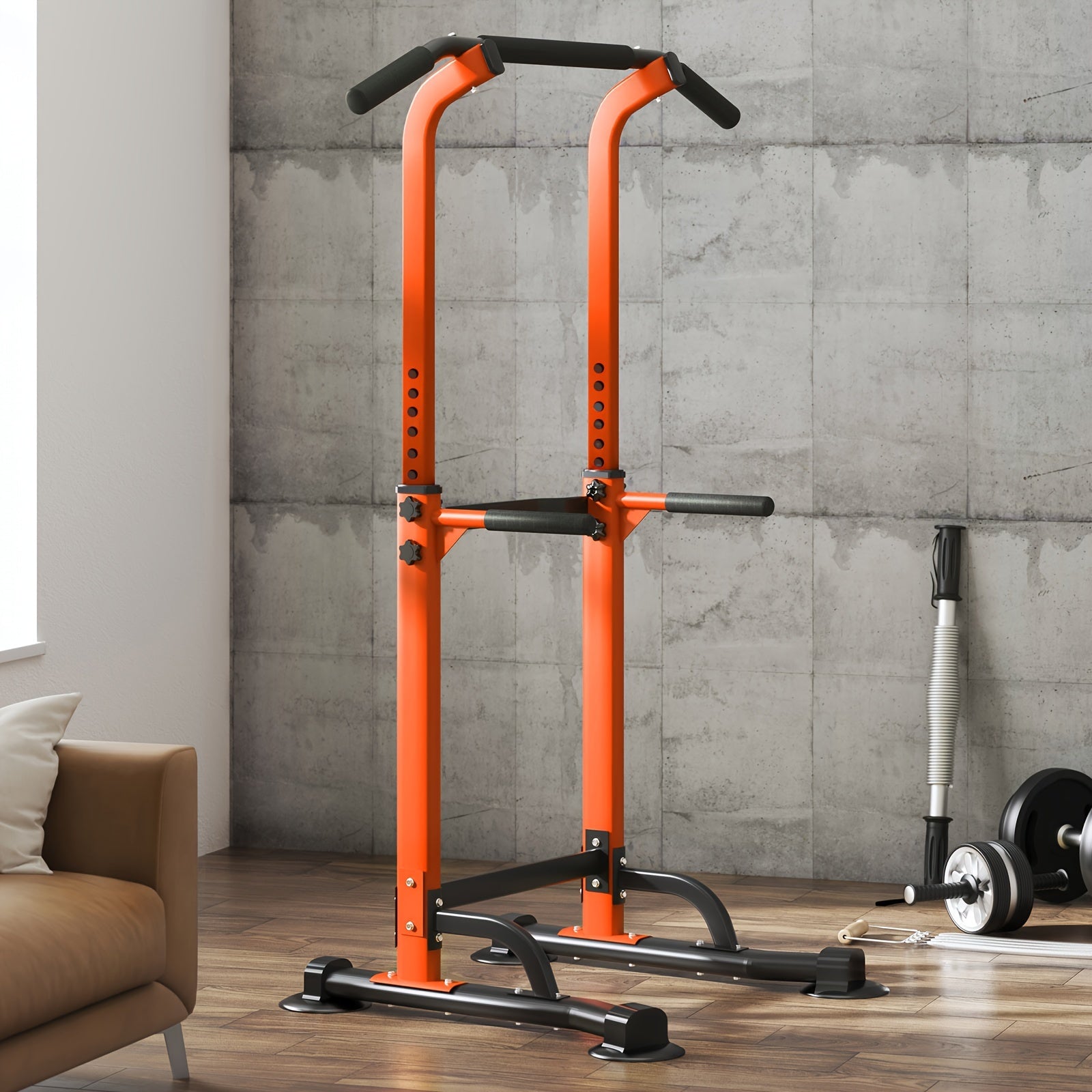 Power Tower Dip Station with Adjustable Pull-Up Bar – 330 lb Capacity Home Gym Strength Training Equipment for Pull-Ups, Dips, Knee Raises & Full Body Workout