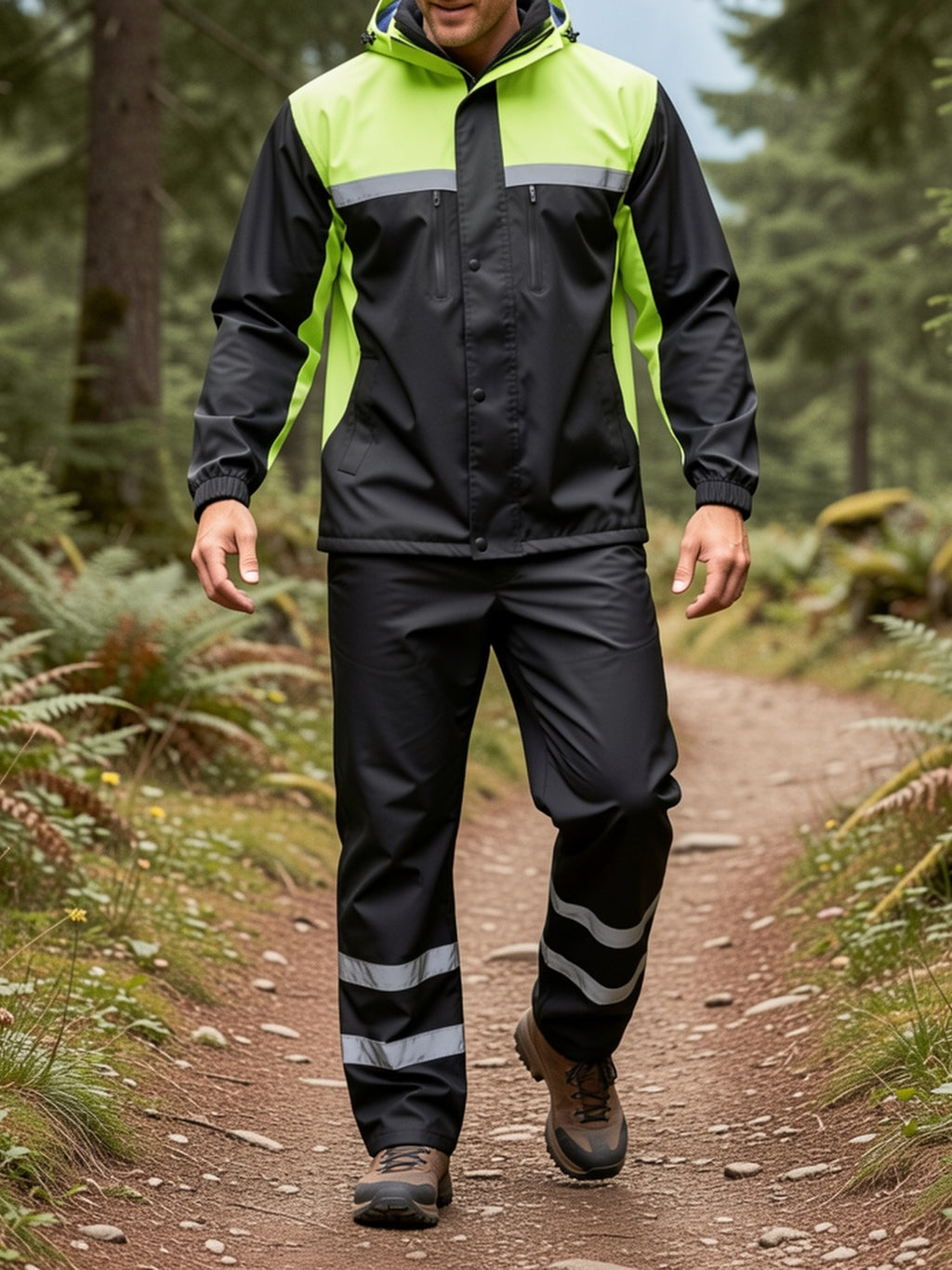Waterproof Rain Suit for Men High Visibility – Reflective Rain Jacket & Pants for Work Fishing Farming Motorcycle S-XXL (Black, Blue, Yellow)