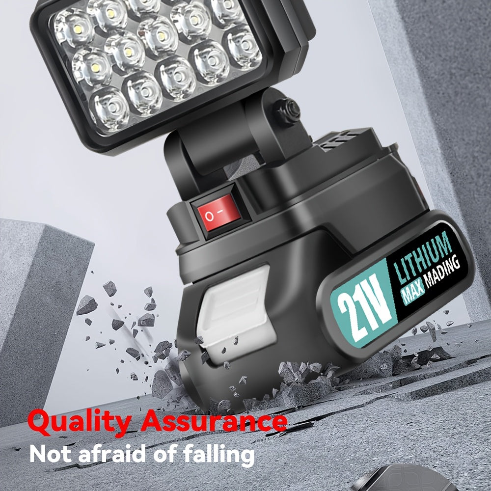 Makita 21V Battery LED Work Light – Portable Camping Lantern & Jobsite Flashlight, IP4X Water Resistant, High Brightness, Emergency Power Outage Light for Hiking & Outdoor Use