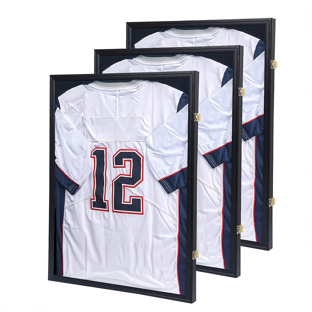 Jersey Display Frame Case Lockable Shadow Box UV Protection Matte Black – Baseball Basketball Football Soccer Hockey Sports Shirt Memorabilia