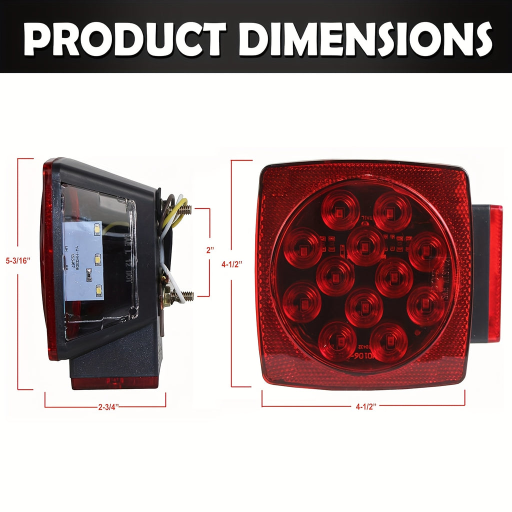 LED Trailer Light Kit 12V Submersible for Boat RV Utility Trailer Under 80 Inch, Complete Trailer Lights with Wire Harness, Amber Side Marker Lights, License Plate Bracket, Corrosion Resistant