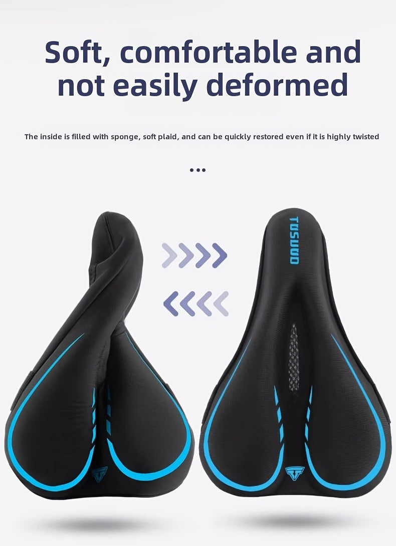 Padded Bike Seat Cover Sponge Cushion – Breathable Perforated Saddle Cover for Road & Mountain Bicycle, Easy Slip-On Comfort Cycling Accessory (Black, Red, Blue, Grey, Pink)