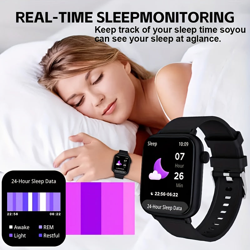 Smart Watch Men Women 1.83 Inch Full Touch Screen Wireless Calls Pedometer Fitness Tracker IP68 Waterproof iPhone Android Black Pink Silver
