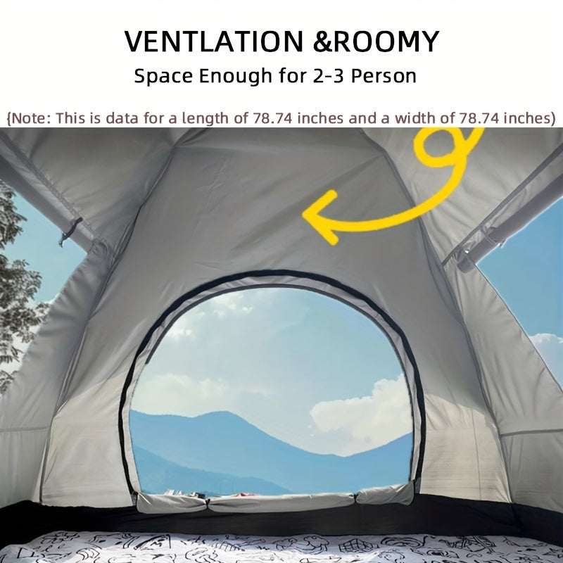 Automatic Pop-Up Camping Tent for 2-4 People – Foldable Portable Outdoor Shelter, Windproof & Sunproof with Two Doors, No Windows or Two Windows Options