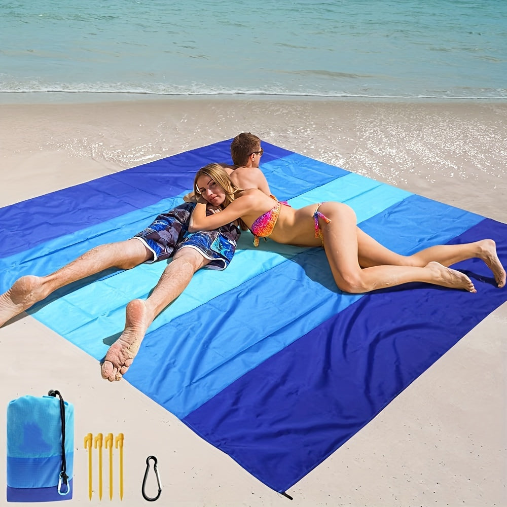 Sandproof Beach Blanket 79x83 Inch Extra Large Quick Dry Nylon Beach Mat for 1-4 Adults Lightweight Durable Outdoor Picnic Mat for Beach Travel Camping Hiking