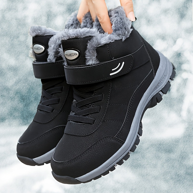 Faux Fur Lined Women's Snow Boots – Warm Winter Ankle Booties Non-Slip TPR Sole for Outdoor Walking Travel US 5.5-13.5 (Black, Grey, Red, Apricot)