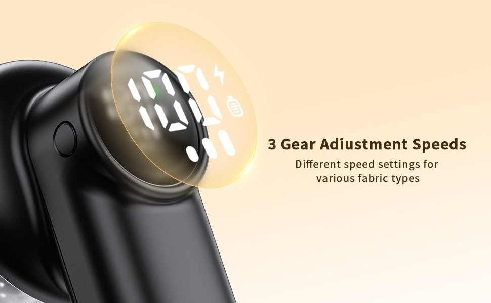 Rechargeable Electric Fabric Shaver & Lint Remover - 6-Blade Defuzzer, Digital Display, 3-Speed Control, Safety Lock for Clothes, Sweaters, Furniture & Sofa