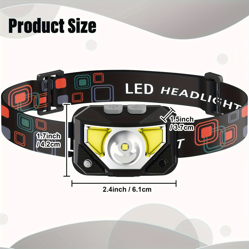 LED Headlamp 1200 Lumen Rechargeable 8 Modes with Red Light Sensor Headlight for Camping Hiking Fishing Cycling Emergency Work Light