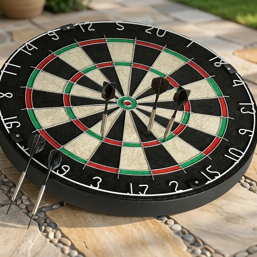 18" Professional Sisal Bristle Dartboard Set with 6 Steel Tip Darts – Regulation Size Double-Sided High-Density Brazilian Hemp for Training Competition Game Night