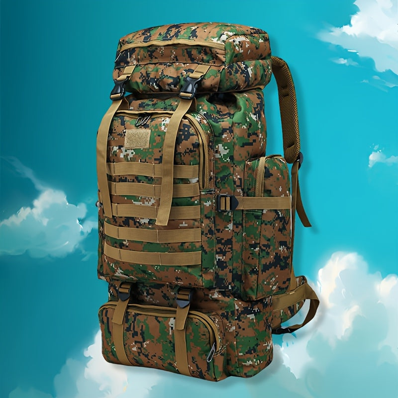 Tactical Hiking Backpack 80L Large Capacity – 3-Day Assault Pack, Molle System, Oxford Fabric, Unisex for Hiking, Camping, Hunting & Travel | Black, Camo, Desert, Gray, Khaki, Green