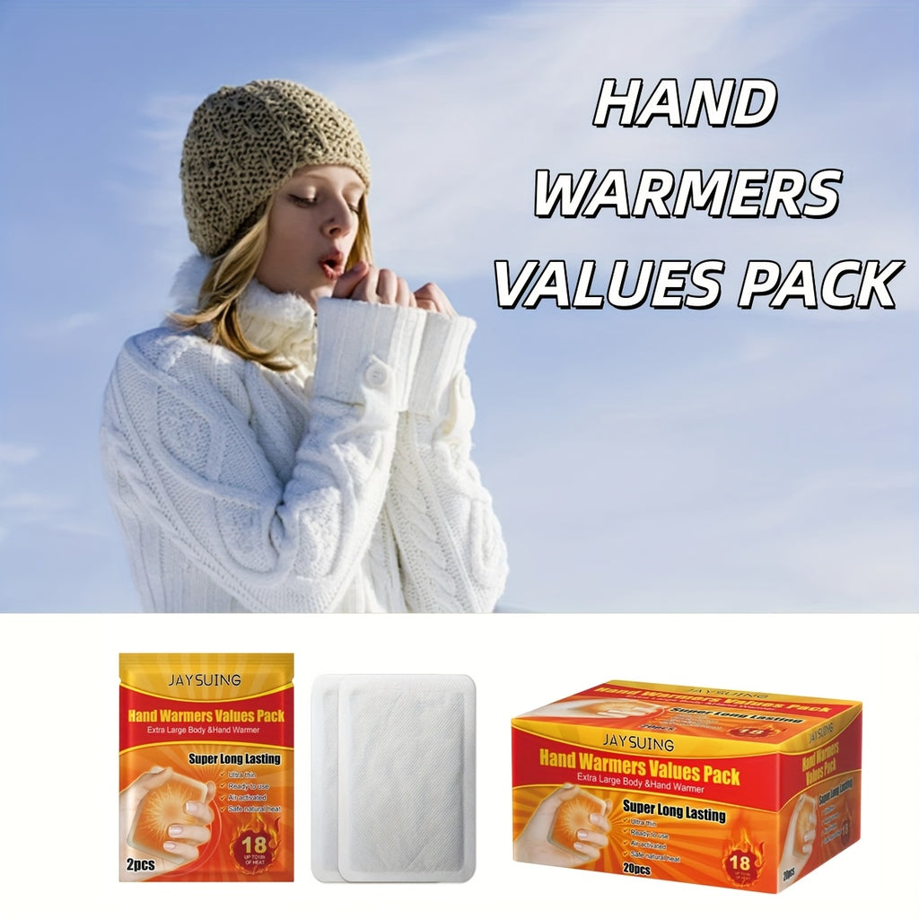 Hand Warmers 20 Pack – 10-Hour Lasting Heat, Odorless Disposable Warmers for Outdoor Activities, Camping, Hunting, Skiing, Travel & Cold Weather Baby Use