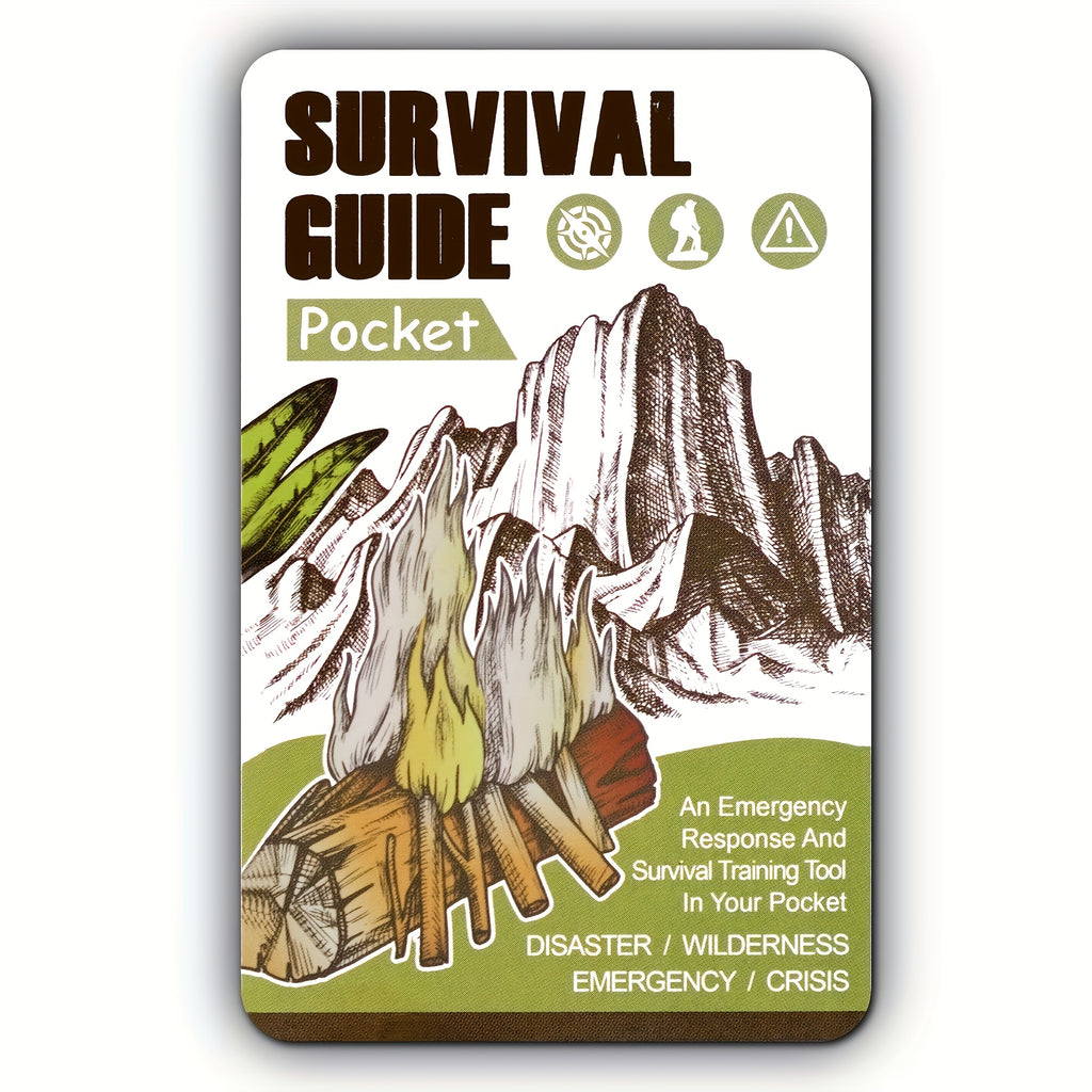 Pocket Survival Guide EDC Kit for Emergency Preparedness, Compact Credit Card Size Survival Card with 67 Skills & 175 Tips for Hiking Camping Disaster First Aid, Father's Day Gift