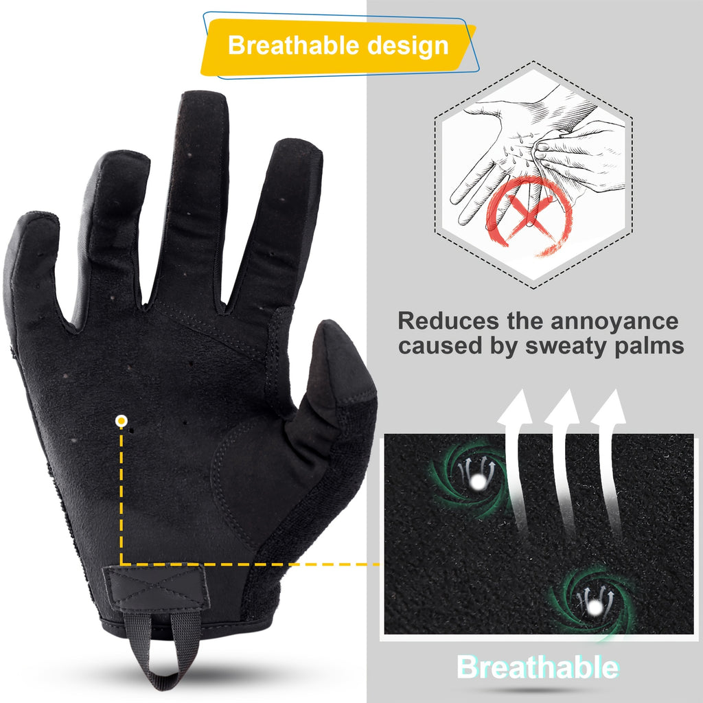 Tactical Full Finger Gloves Touchscreen for Men Women, Breathable Non-Slip Cycling Driving Outdoor Sports Gloves, Durable PC Polycarbonate Mirrored Lens Work Gloves S M L XL